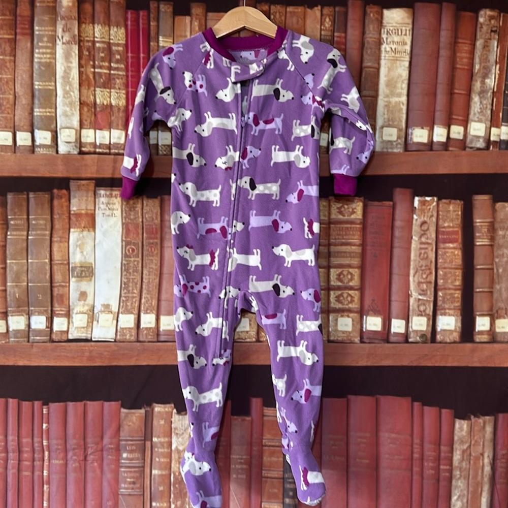 Carter's Purple Dachshund Footed Fleece Pajamas 18M Dog Print Sleeper